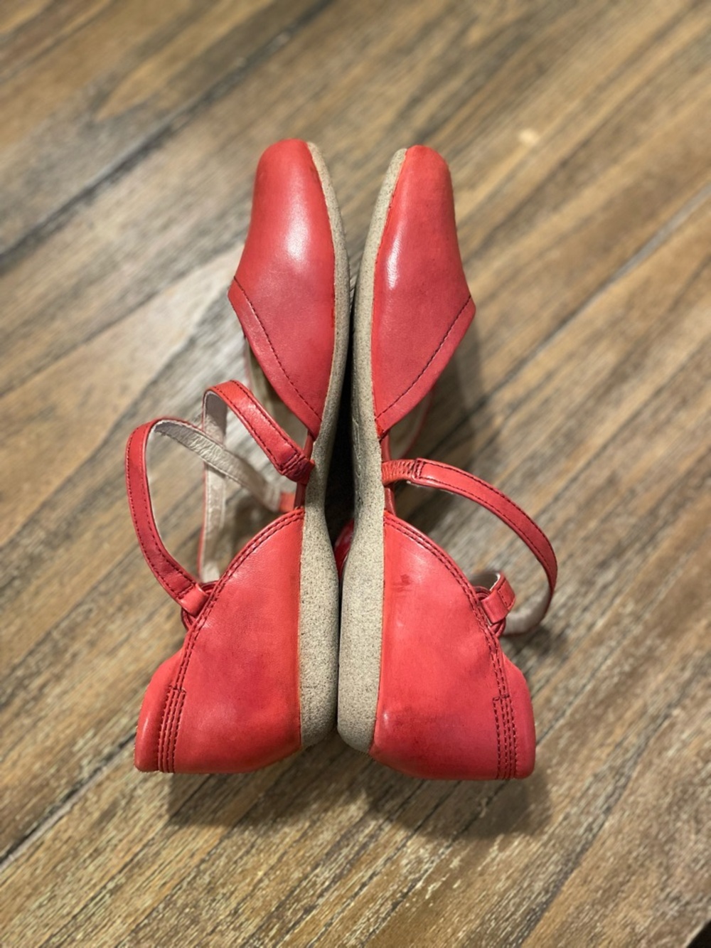 Josef Seibel Red Leather Pippa Mary Jane Shoes Size 38 US 7 Comfort Strap Flats - Picture 7 of 12